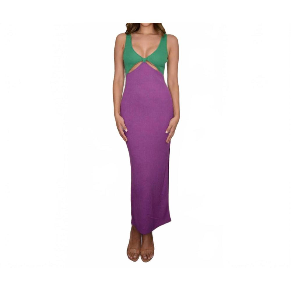 NEW AIBLEE the outside dress in green/purple